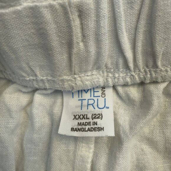 Time And Tru Shorts Womens XXXL White Linen Pull On Drawstring Crochet Lace READ - Picture 4 of 9